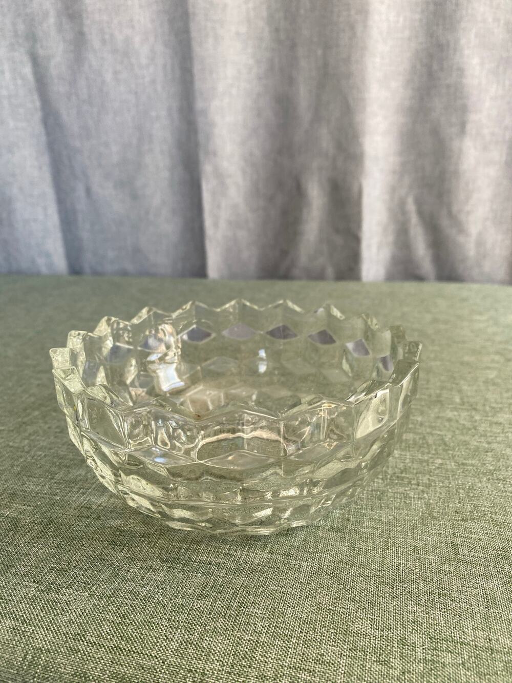Vintage Fostoria American Clear Glass Candle Surround Peg Votive Base 6" Dish
